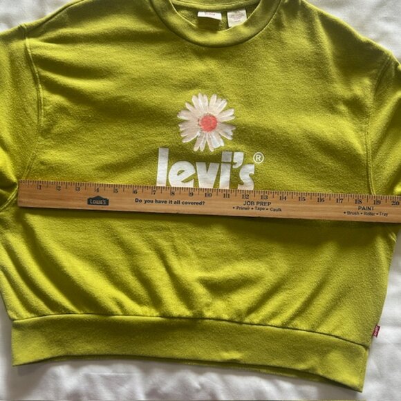 Levis Ladies Cropped Top Small Long Sleeves Logo Daisy - Picture 10 of 11